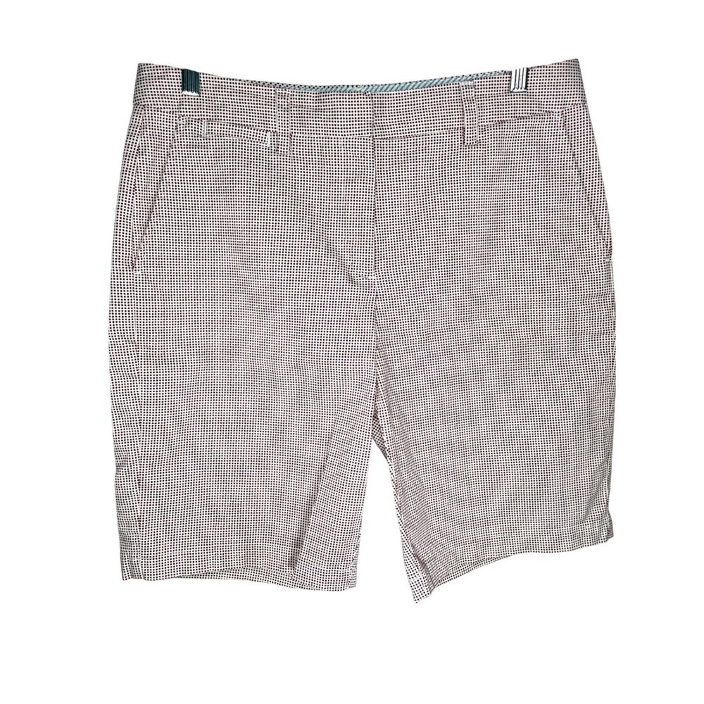 Lands End Shorts Womens 10 Red White Micro‎ Dot Mid Rise Bermudas Chinos